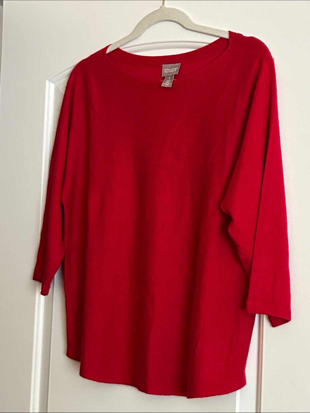 Chico's Bright Red Long-Sleeve Knit Top